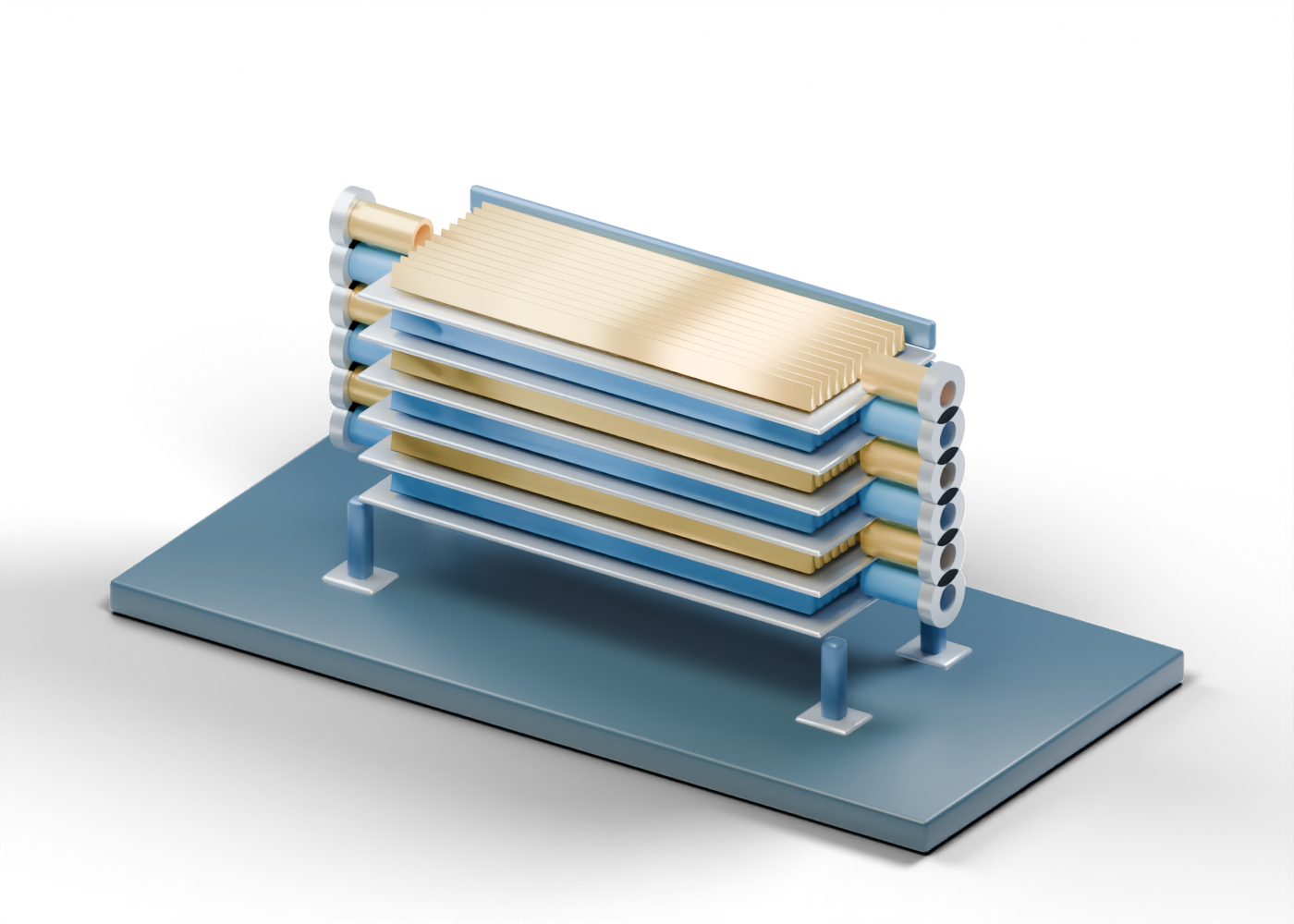 Cryogenic plate-fin exchanger core cutaway model