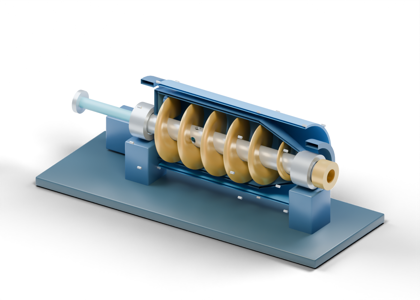 Static preview of the decanter centrifuge cutaway schematic