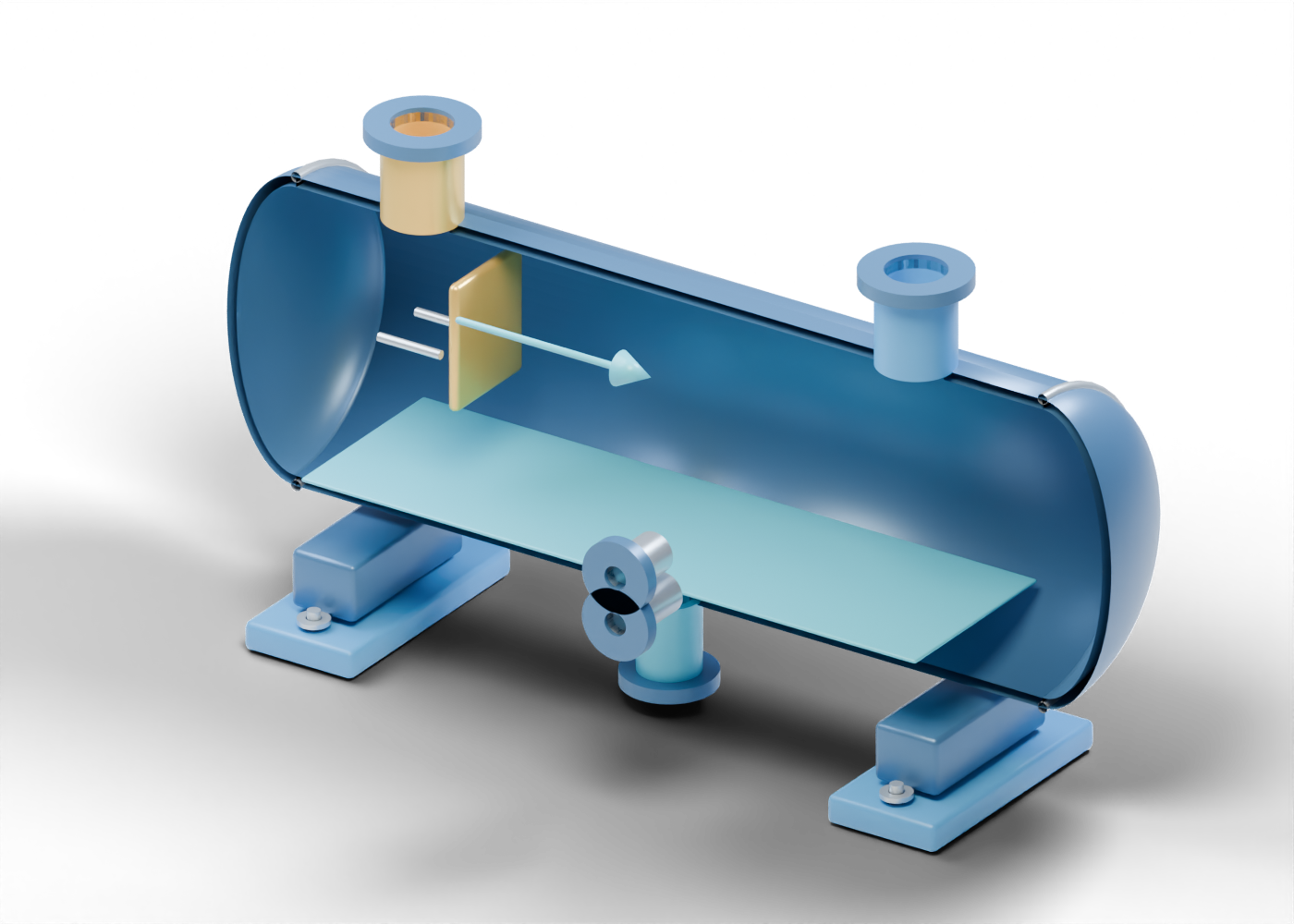 Flare knock-out drum cutaway model