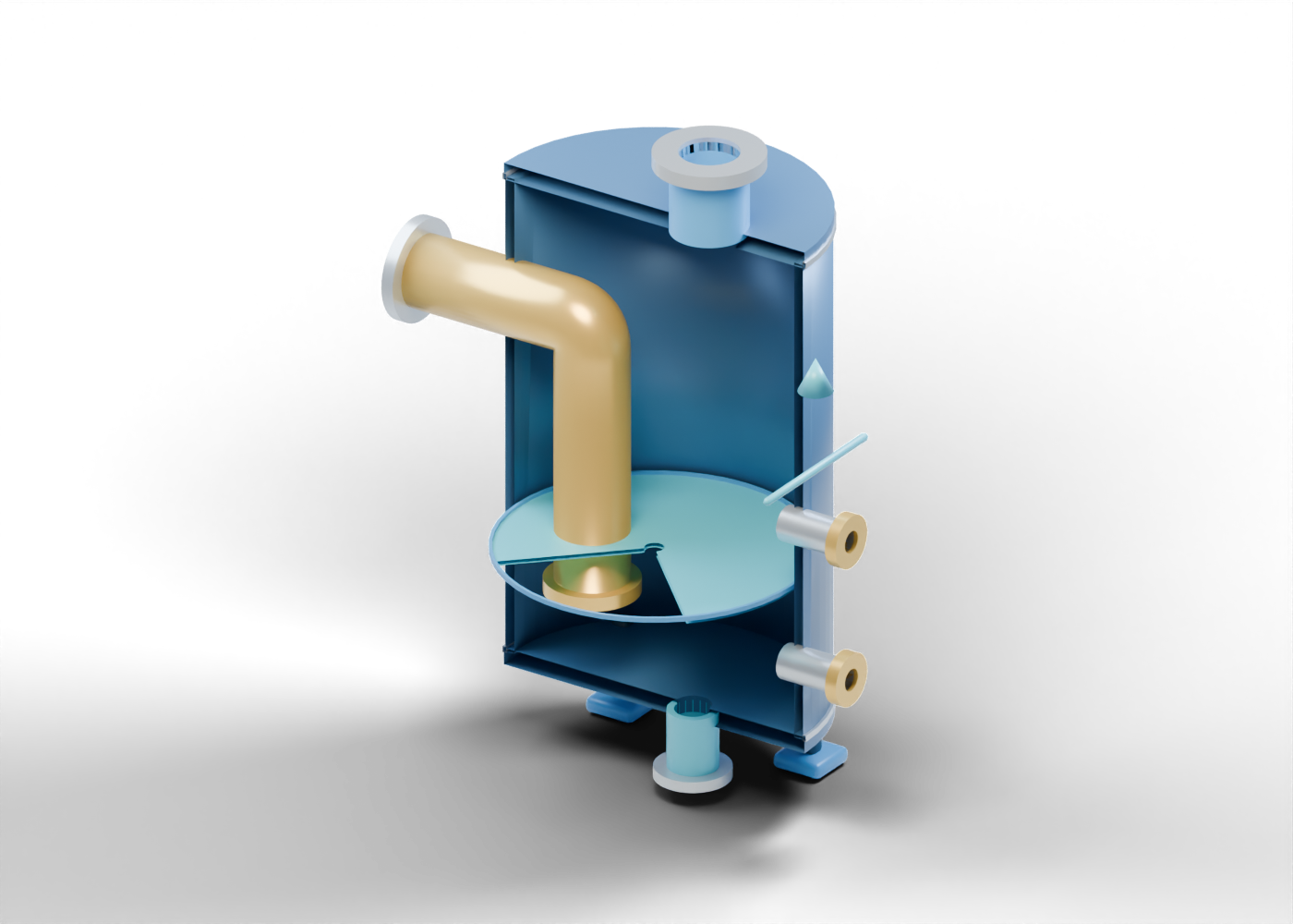 Flare liquid-seal vessel cutaway model