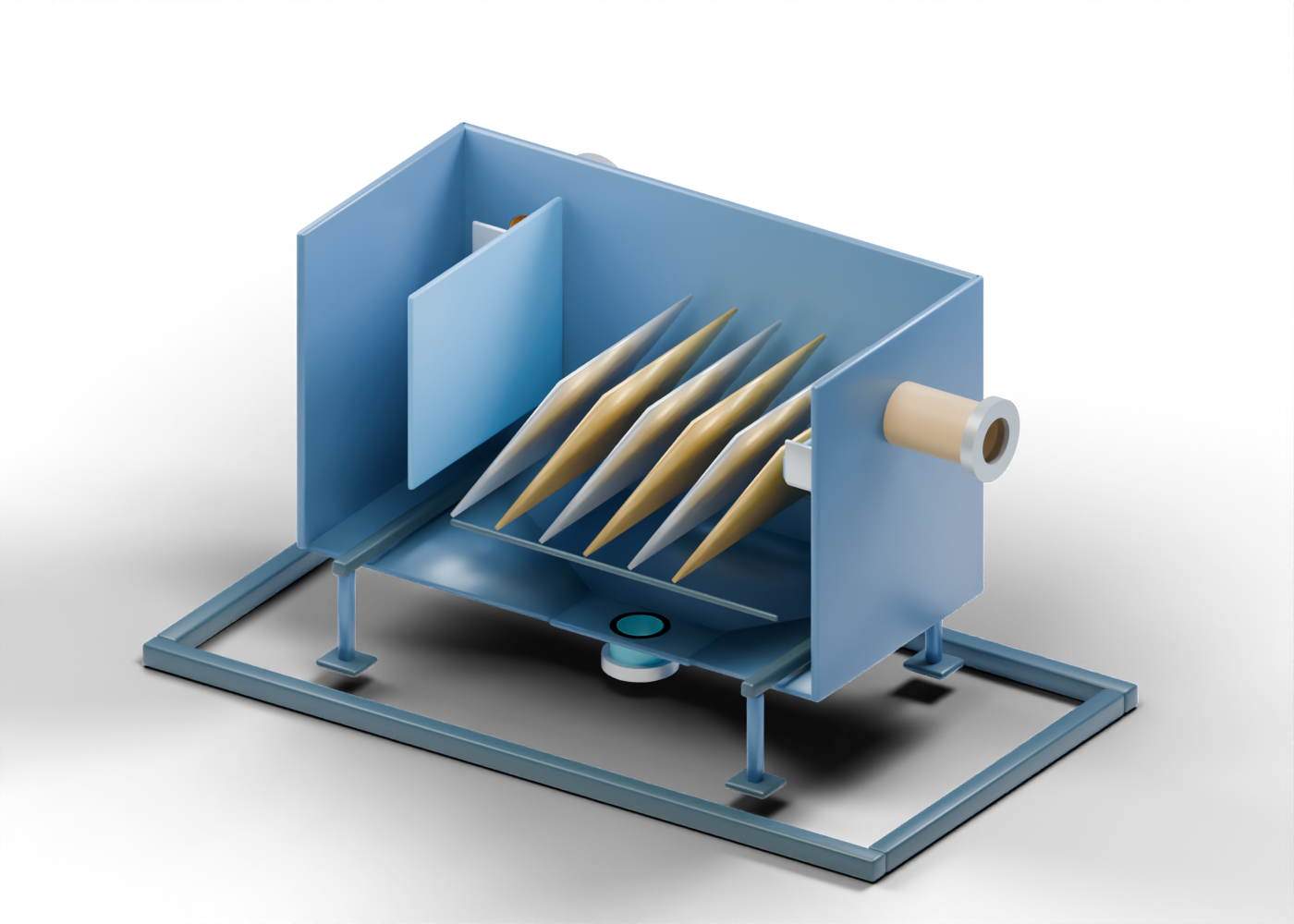 Static preview of the inclined-plate froth settler schematic
