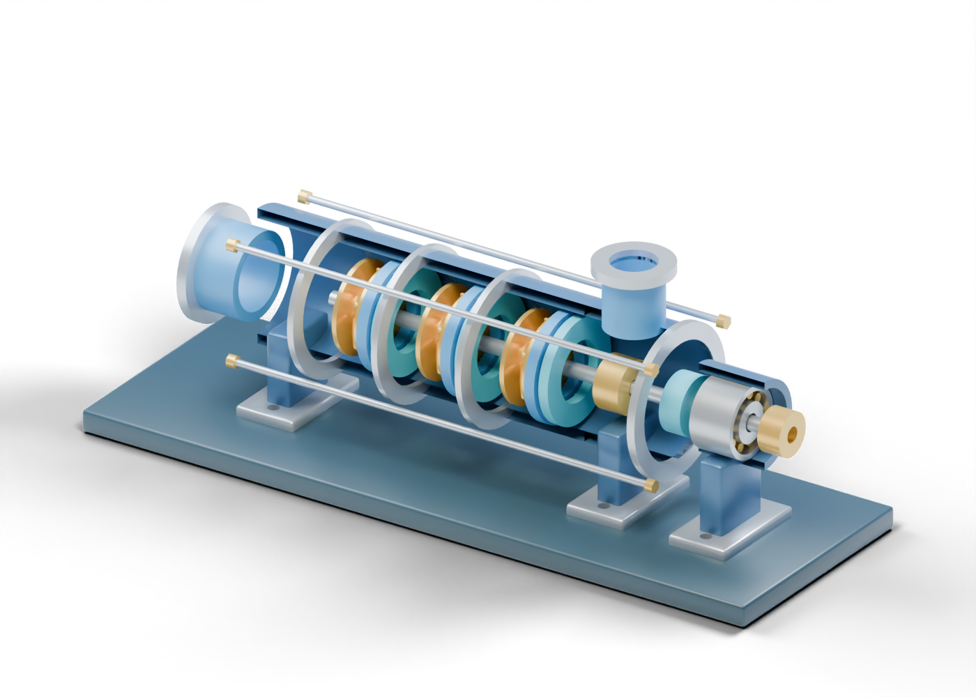 Multistage centrifugal pump cutaway model