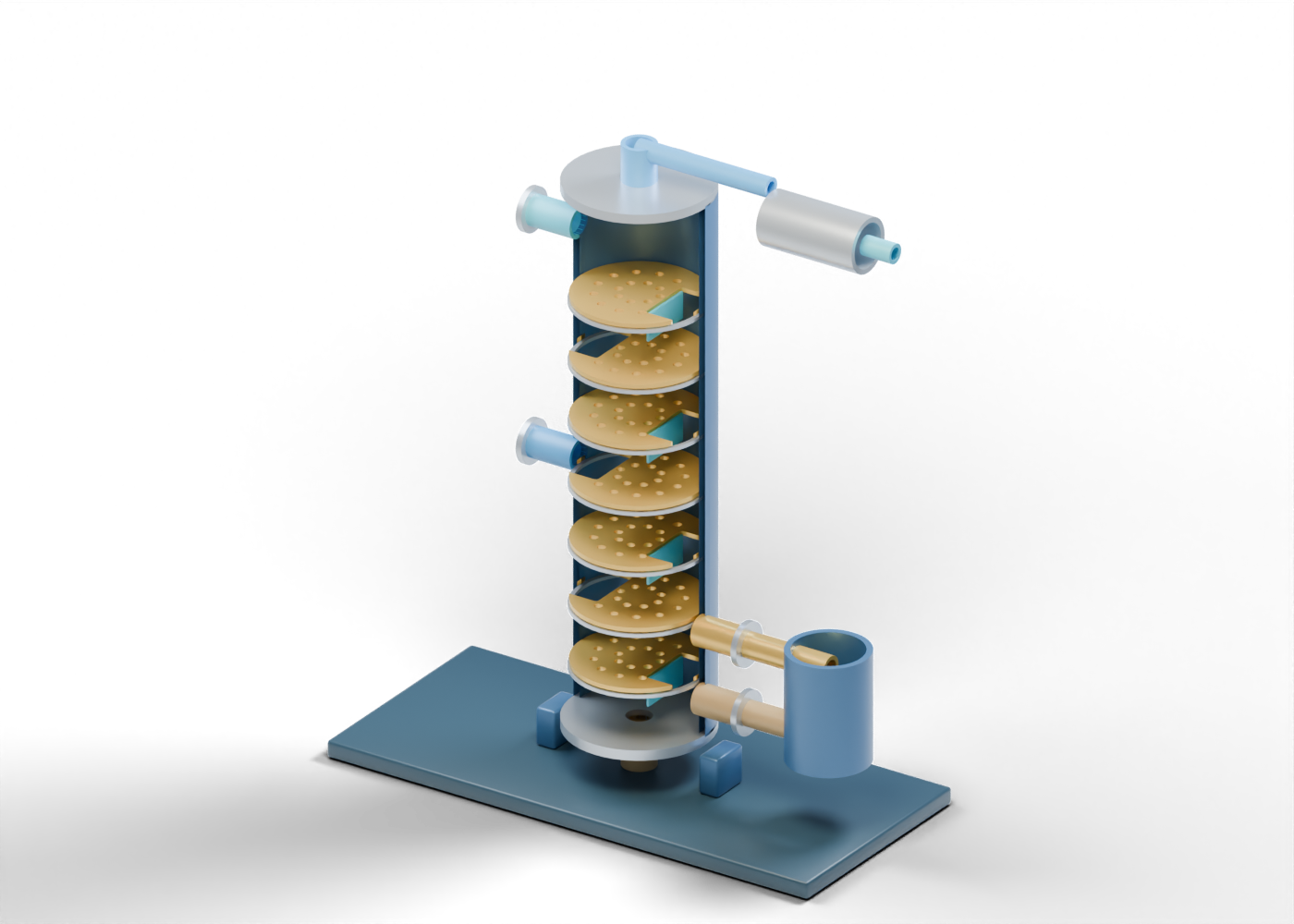 NGL fractionation column cutaway model
