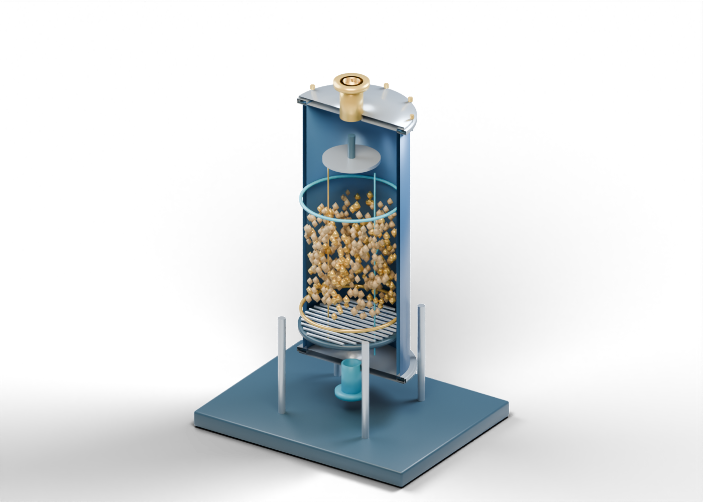 Nutshell-media produced-water filter concept model