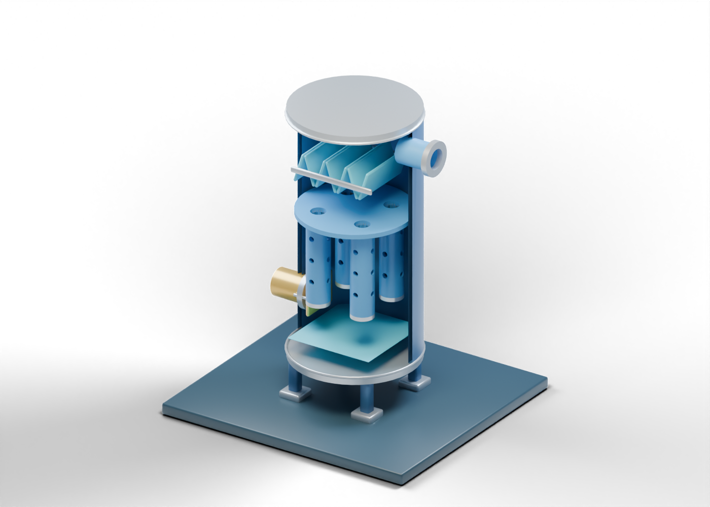 Vertical filter separator cutaway model